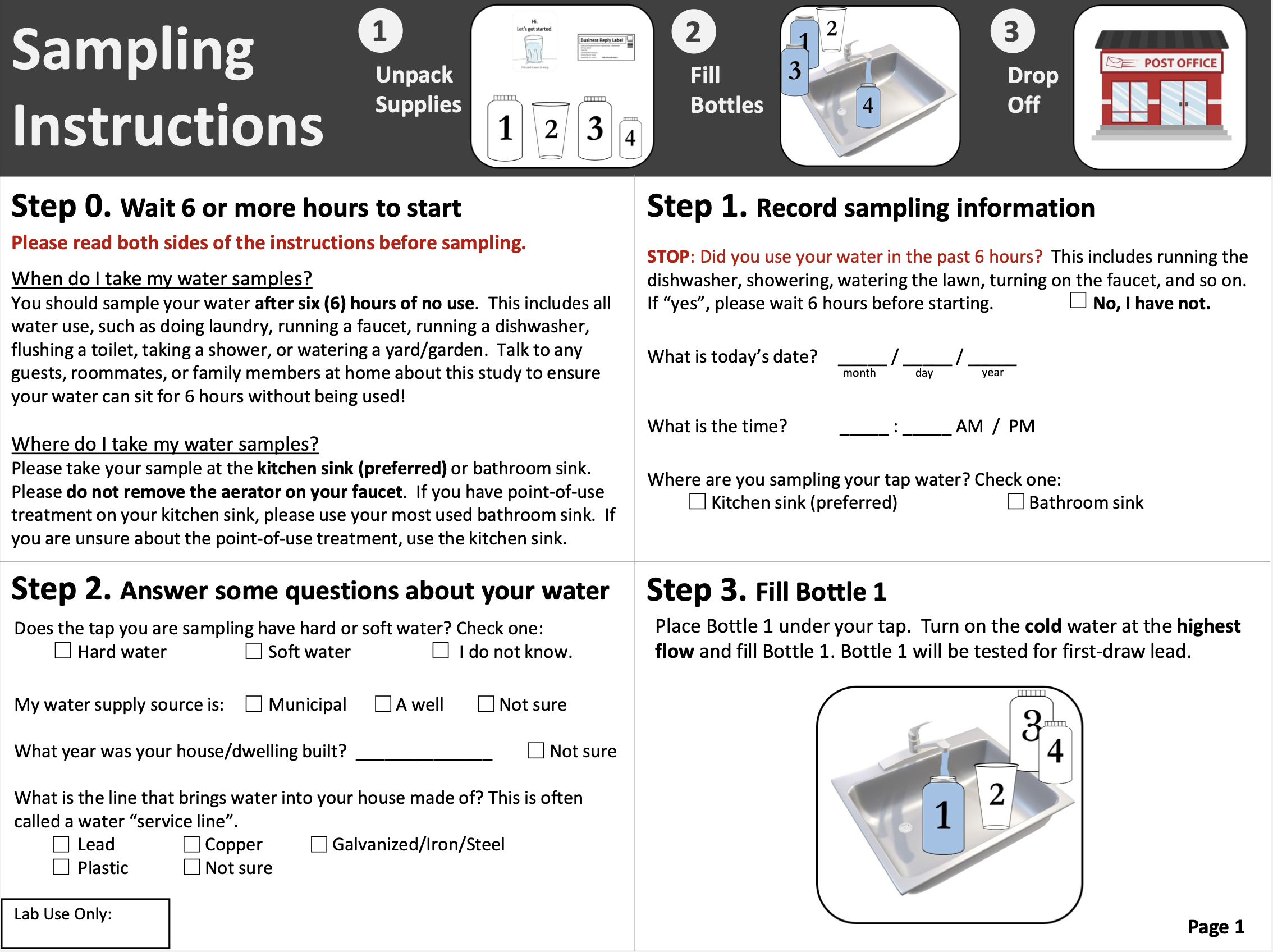 Screenshot of the full sampling instruction form